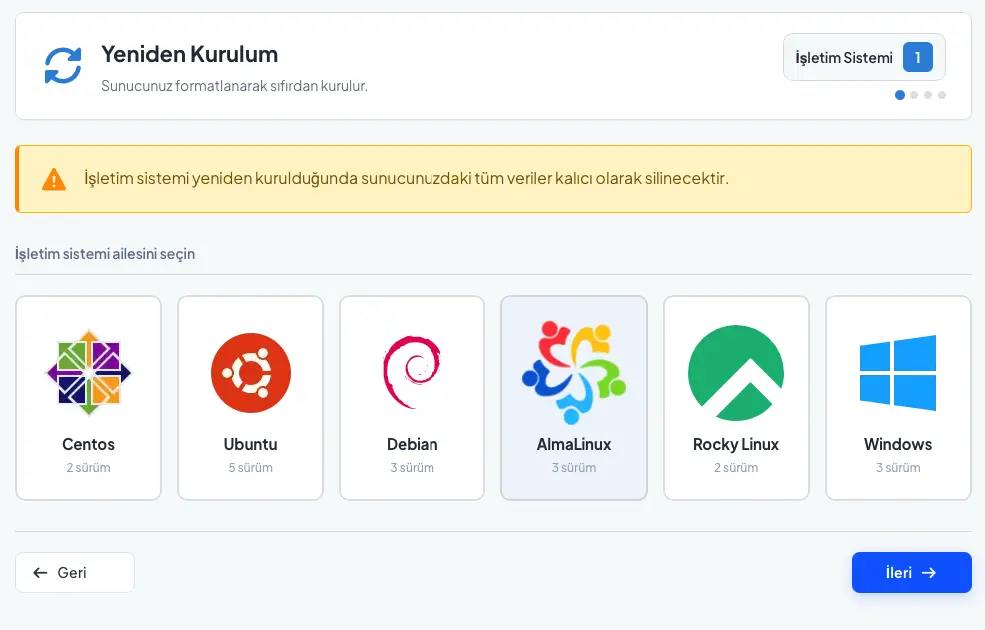 sunucu formatlama kurulum